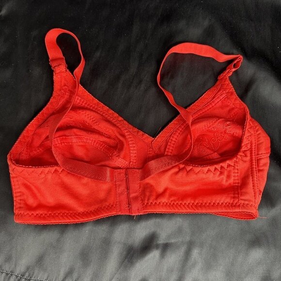 Red Bra 28C No Underwire Soft Comfortable Fit With Embroidered Floral Grapes - Picture 6 of 10